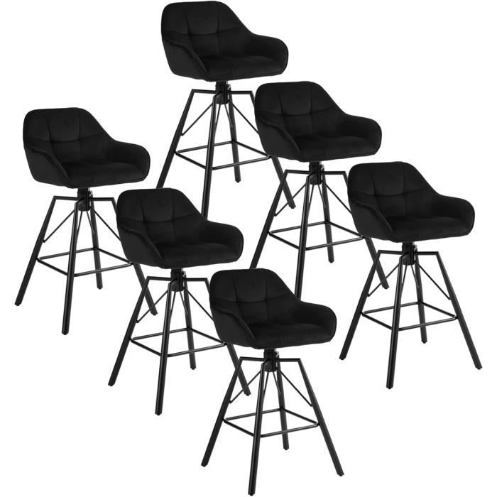 WOLTU Tabouret Bar en Velour Lot de 6 Siège Rembourré Pivotant à 360° Chaise Bar Cadre en Métal Noir W0ATT0265-6 WOLTU Tabouret Bar en Velour Lot de 6 Siège Rembourré Pivotant à 360° Chaise Bar Cadre en Métal Noir W0ATT0265-6