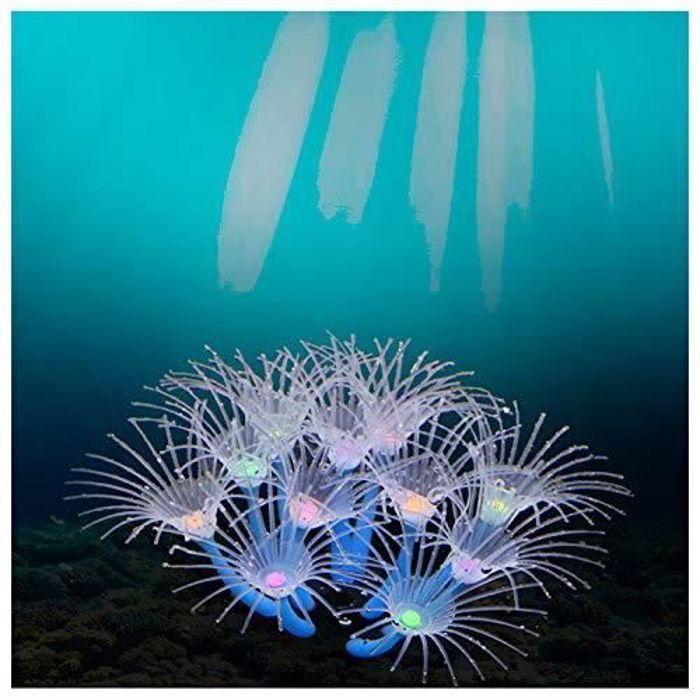 Meilleurs prix pour Décoration d'aquarium en corail artificiel lumineux bleu en résine 6.35*7.62cm