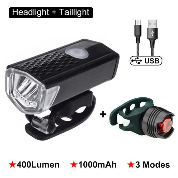 Phare Avant Vélo USB Rechargeable - LED 300lm, étanche, Lumière Jusqu'à 50m, Pour Guidon 12-32mm