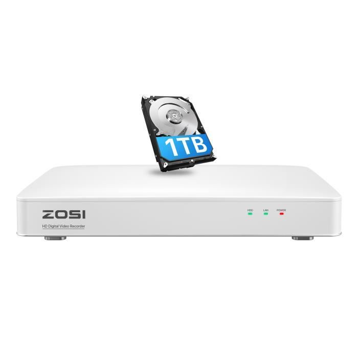 ZOSI H.265 8CH 5MP Lite 4-en-1 DVR Enregistreur avec 1 To HDD, Accès à Distance, Détection de Personne/Véhicule, Enregistrement