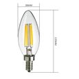 10X E14 Forme Bougie LED 4W Filament Ampoule LED Lampe COB LED Blanc Chaud 3000k Flame Tip Bright Lampe 400LM Non Dimmable AC220V-1