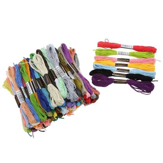 Kit Fil à Broder DMC 100 écheveaux + 18 Accessoires - Coton Coloré Pour Crochet, Point De Croix, Bracelets - Loisirs Créatifs
