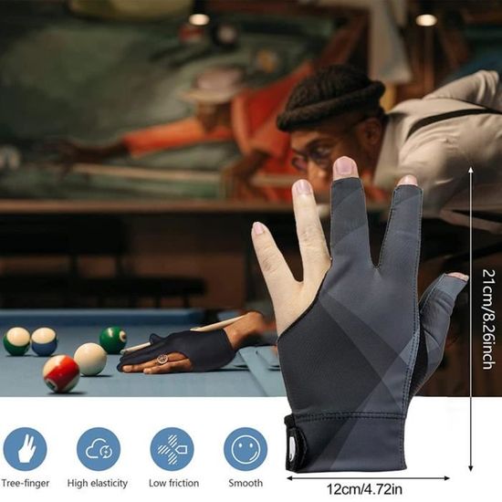 VGEBY gants de queue de billard Gants de billard à 3 doigts ouverts pour  hommes et femmes, élastiques, antidérapants, sport poids - Cdiscount Jeux -  Jouets