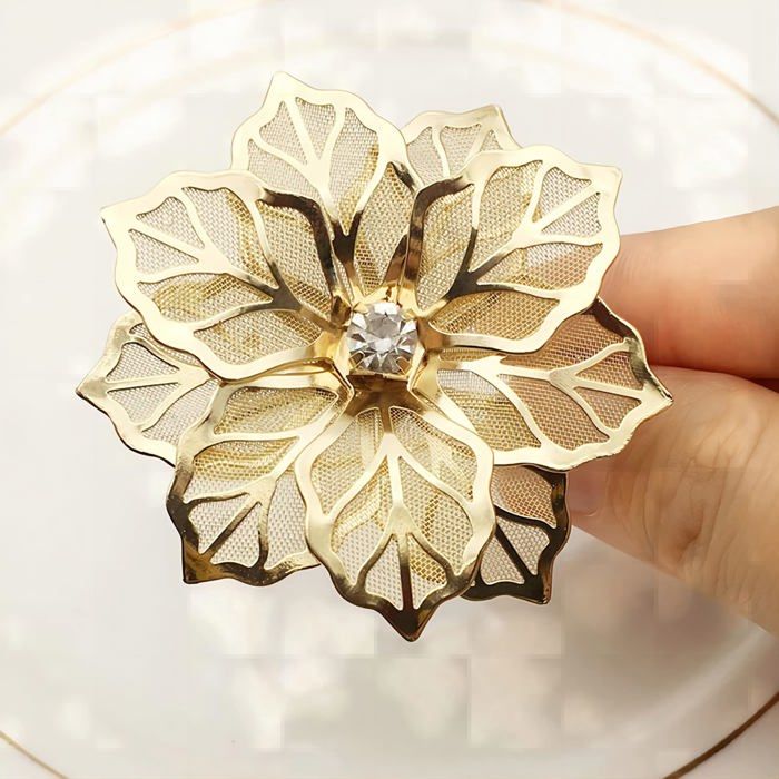 Climple Lot De 6 Ronds De Serviette Dorés Feuille De Ginkgo Biloba – Décoration Table Automne & Élégante