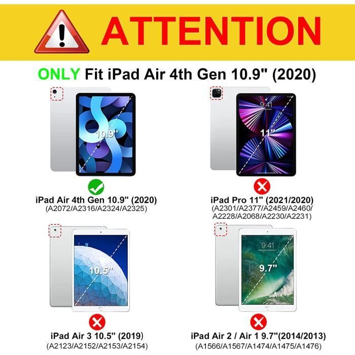 Coque pour iPad Air 2020 4ème Génération, Housse Transparent Etui iPad Air  4 Anti-Choc, Rangement de Stylet et Veille-Réveil Au A347 - Cdiscount  Informatique