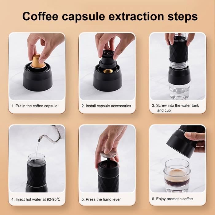 Accessoire café Machine à café à capsules mini presse à main manuelle  cafetière pour voyage de bureau à domicile noir - Cdiscount Electroménager