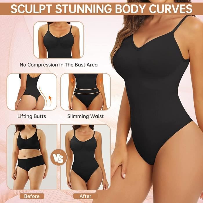 Body Gainant Femme Ventre Plat - Shapewear Invisible - Bretelles Ajustables - 85% Polyester, 15% Élasthanne