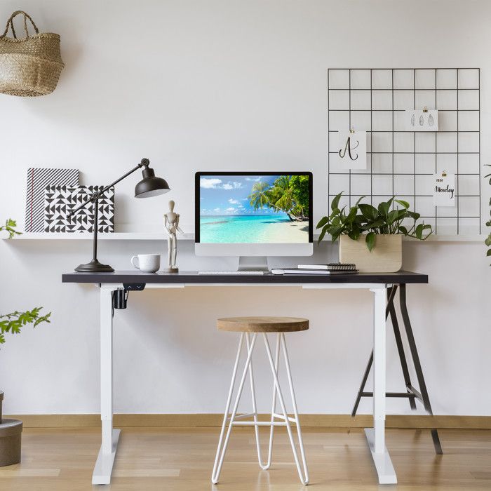 Relaxdays Support Écran 2 Tiroirs - Réhausseur Ordinateur Bambou MDF Blanc 12x56x27 Cm