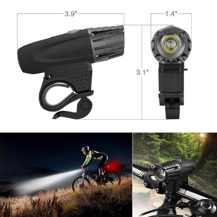 Phare De Vélo Rechargeable USB/solaire – Ultra Lumineux Avec Klaxon – Sécurité Route Et VTT – Pour Vélo/trottinette