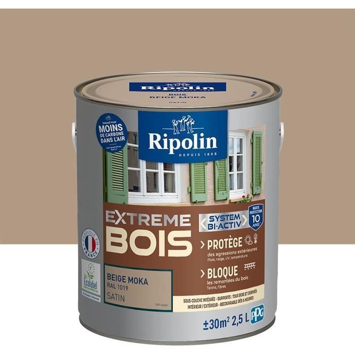 Peinture Extrême bois - Beige moka RAL 1019 satin - RIPOLIN - 2,5 L ...