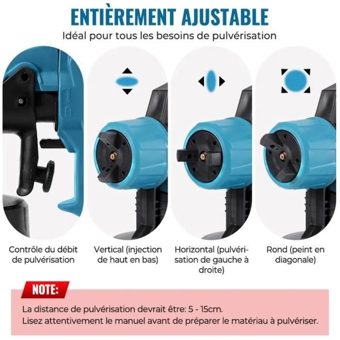 Pistolet Pulvérisateur électrique 800W - 1300ml - 3 Buses Incluses - Neuf (FR)