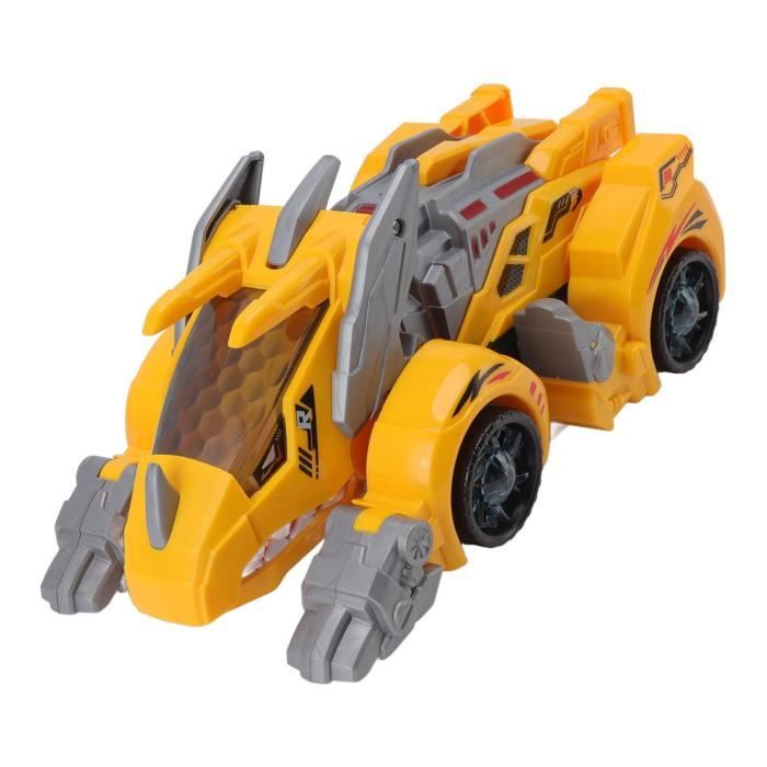 Yellcetoy Voiture Dinosaure Transformable – Déplacements Auto & Musique LED – Cadeau Garçon 3-7 Ans (Rouge)