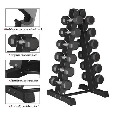 Support à Haltères 3 Niveaux - Rangement Pour Poids Hexagonaux - Home Gym