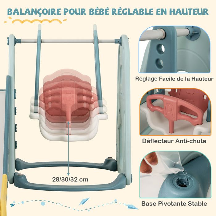 GOPLUS 4 en 1 Toboggan Enfant, Jeu de Lancer d'Anneaux, Basketball