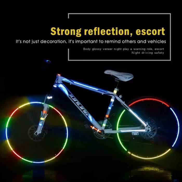 Autocollants réfléchissants fluorescents pour vélo et vtt, réflecteur de  bicyclette, avertissement de sécurité pour la nuit
