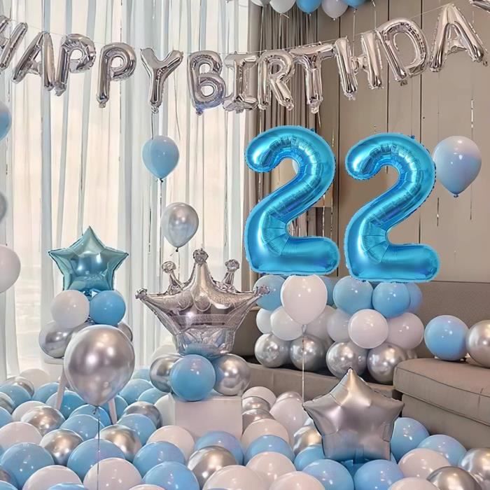 Ballons D'anniversaire En Latex Bleu Blanc, 12 Pièces, Avec Numéro De 40 Pouces, Pour Garçon 1, 2, 3, 4, 5, 6, 7 Ans, Décoration D'anniversaire