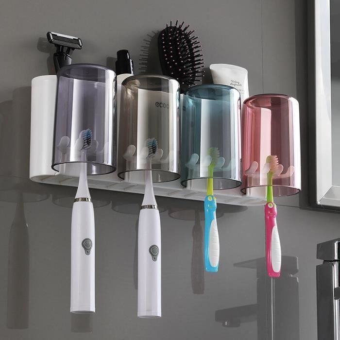 Salle de bain-WC,Support de brosse à dents avec gobelets, presse dentifrice  automatique, - Type Gray 3 Cups - Cdiscount Maison