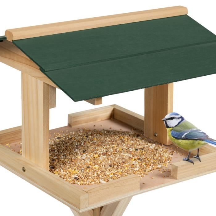 IDMARKET Mangeoire à oiseaux sur pied en bois nichoir extérieur 116 CM -  Cdiscount