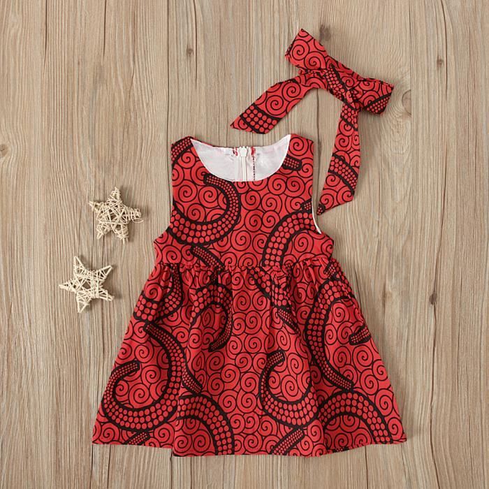 0-3 Ans Bébé Enfant Fille Vêtements Robe Rouge d'Été de Style Bohème  Africain avec Bandeau Cheveux Rouge - Cdiscount Prêt-à-Porter