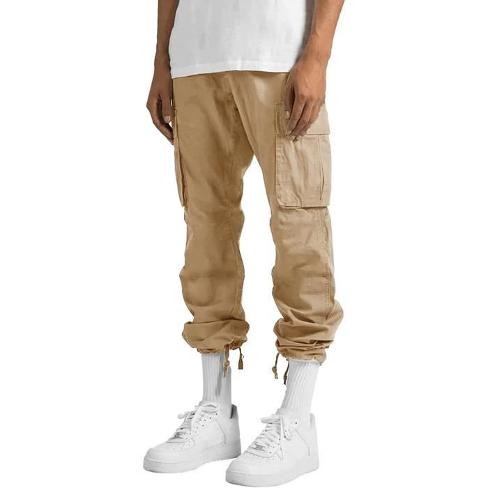 PANTALON Pantalon Cargo Homme Ceinture Elastique Chino Slim Skinny