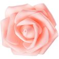 50PCS Rose Artificielle 7cm Tête de Fleur Décoration Mariage Party Cérémonie Accessoire de Cheveux (Champagne Rose)-3