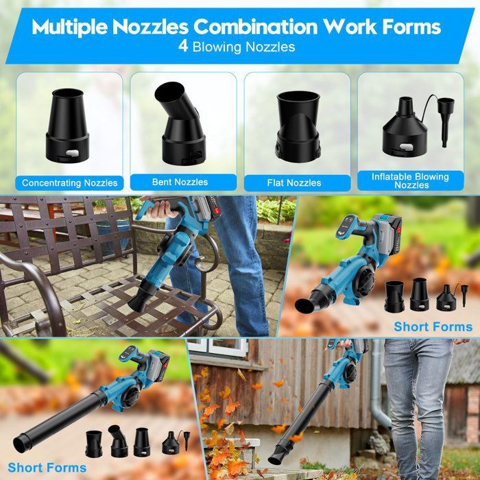 Souffleur De Feuilles 21V 3000W, 5 Vitesses, 210 Km/h Souffleur Feuilles Batterie Pour Jardin