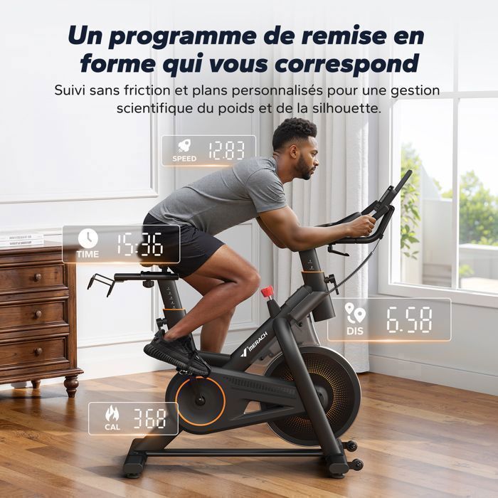 MERACH Vélo D'Appartement Silencieux – Résistance Magnétique, Bluetooth, APP Kinomap/Zwift – Poids Max 127kg – Convient 4'9" à 6'3"