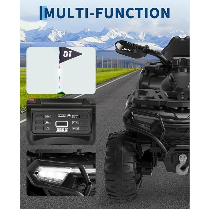 Quad Électrique Enfant 12V Baloveby – Voiture Tout-Terrain Avec LED Et Musique – Pour 2 à 5 Ans Quad Électrique Enfant 12V Baloveby – Voiture Tout-Terrain Avec LED Et Musique – Pour 2 à 5 Ans