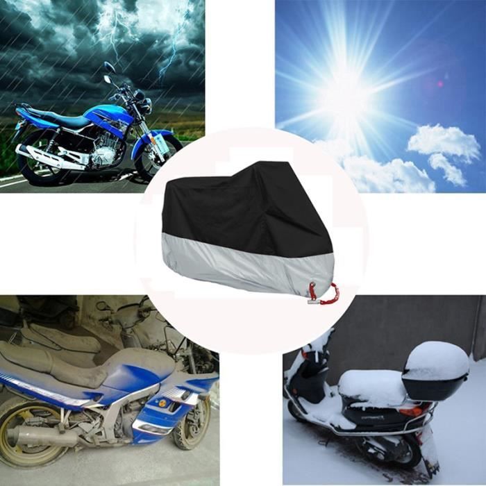 Couverture De Protection Moto/Scooter - Imperméable Argent Noir - Tailles S à XL - Anti-Pluie, Neige, UV, Poussière