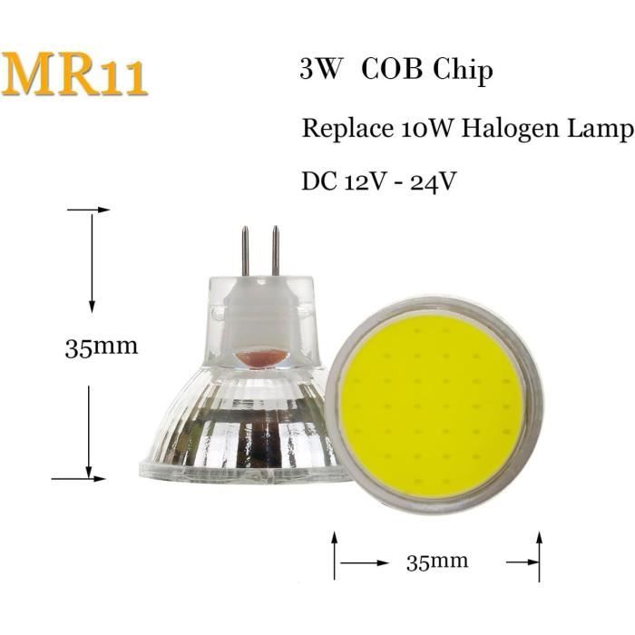 3W Mr11 Gu4.0 Ampoules Led Cob,Équivalent Ampoules Halogènes 20W,Ac Dc 12V G4Gu4Gz4 Base,200Lm