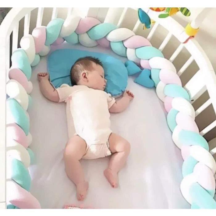 Tour de lit bebe 220 cm - tour de lit tresse bebe fille et les garçon  coussin serpent bébé bleu clair[576] - Cdiscount Puériculture & Eveil bébé