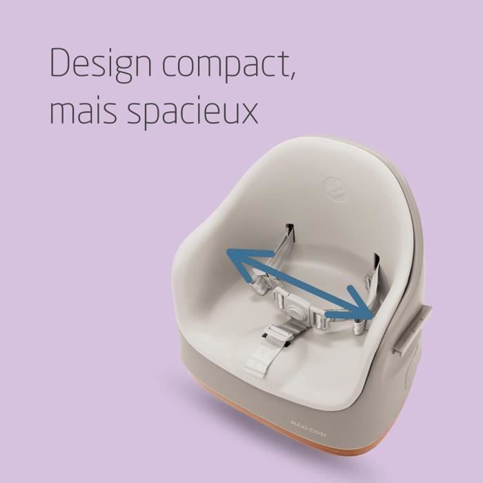 Rehausseur De Chaise 2-en-1 Maxi-Cosi Jay, 6 Mois-3 Ans (9-15 Kg), Tablette Réglable, Portable, Facile à Nettoyer, Beige