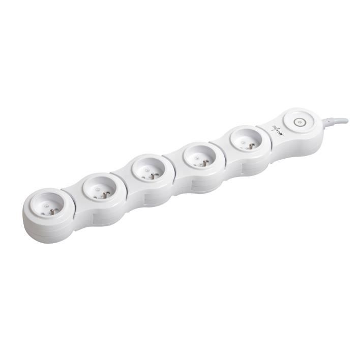 DIO Bloc multiprise 5 prises blanc avec interrupteur individuel de couleur  - Cdiscount Bricolage