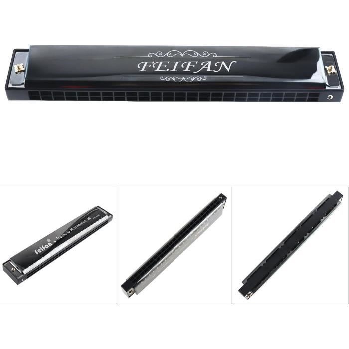 Harmonica Trémolo 24 Trous En Do – Professionnel Débutants/adultes – Métal, Anches Bronze, étui Inclus – Doré