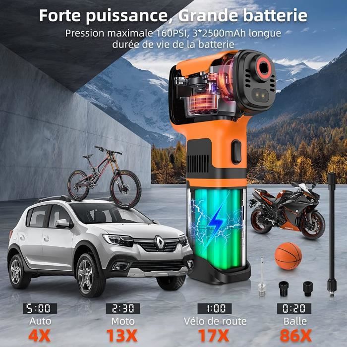 VEEAPE Pompe à Air Électrique Portable 150 PSI – Rechargeable Pour Voiture, Vélo, Ballon Avec LED