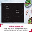 Plaque de cuisson induction BRANDT - 3 zones - 7200 W - L 58 x P 51 cm - Revêtement verre - Noir - BPI6315B-4