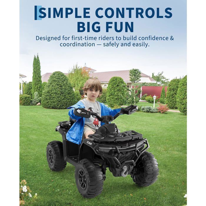 Quad Électrique 12V Pour Enfants Tout-Terrain, Télécommande, Pneus EVA Bluetooth Led 3 Ans 77500944