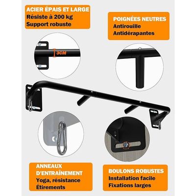 Barre De Traction Murale En Bois De Hêtre 72 Cm – Intérieur/extérieur, Facile à Installer, Pour Maison
