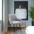 Sigtua Chaise de salle à manger, fauteuil lounge, tissu confortable et respirant, accoudoir dossier, style simple - Gris-0