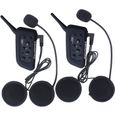 Excelvan V6 Interphone Moto Bluetooth Lot de 2 Intercom Haut-parleurs Talkie-walkie sans Fil Communication Casque 6 Riders Noir-0