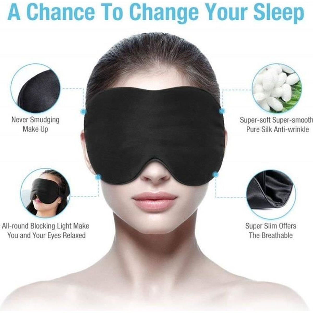 Masque des Yeux HOMMINI Masque de Sommeil avec Soie et Coton Masque pour Dormir 100/% Lumi/ères Blackout Masque Avion pour Accessoires Voyage avec Bouchon Oreille et Sangle R/églable Masque de Nuit