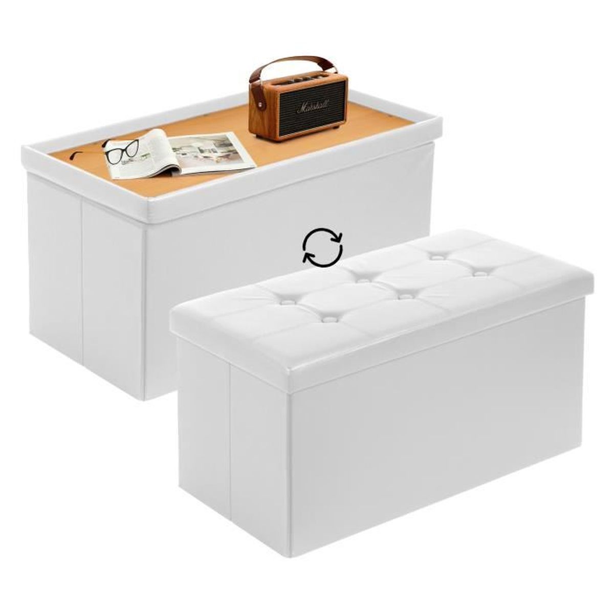 Faux Coffre De Rangement En Cuir / Meubles Ottoman Unité / Nouveau
