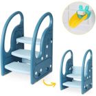 BRAND Onasti Marchepied pour enfants, marchepied réglable en hauteur en trois étapes pour bébé, main courante confortable, Bleu
