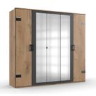 PEGANE Armoire placard meuble de rangement coloris imitation chêne poutre-graphite - Longueur 225 x Hauteur 210 x Profondeur 58 cm