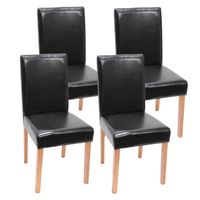 Chaises de salle à manger en simili-cuir noir - Décoshop26 - Lot de 4 - Pieds en bois massif - Design moderne