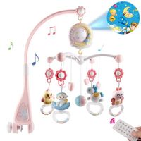Swonuk® Mobile musical bébé pour lit bébécloche hochets de berceau,projecteur veilleuse bébé avec musique douce rotative 360° Rose