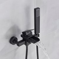 Baignoire Robinets,Chrome cascade robinet de douche mural mélangeur de douche à main robinet cascade bec - Type Matte Black D #A