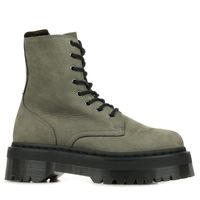 Boots Dr Martens Jadon - Vert - Cuir - Lacets - Plateforme 4.7cm - Surpiqûre jaune