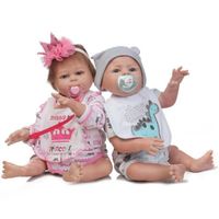 2pcs 48 cm Bébé Reborn Poupées Réaliste Baby Doll Souple En Silicone Full body Vinyle Boneca Poupée