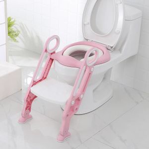 RÉDUCTEUR DE WC Siège de Toilette Echelle pour Bébé Réglable et Pliable - MixMest! - Rose et Blanc - Antidérapant - Charge 75kg